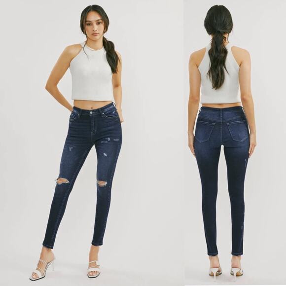 KanCan Hilarie High Rise Distressed Super Skinny Jeans - Picture 1 of 11